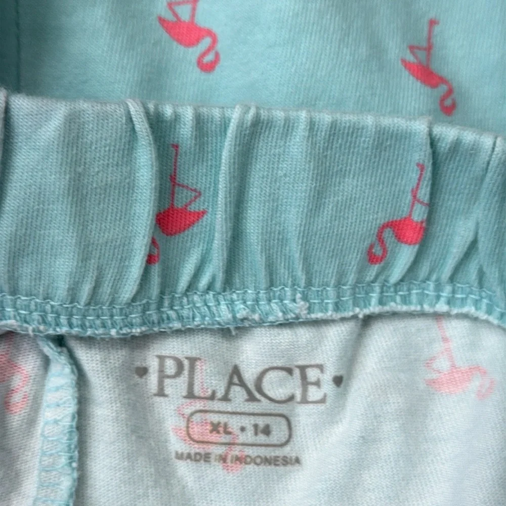 The Children’s Place blue shorts girls size 14 flamingo beach pool party summer